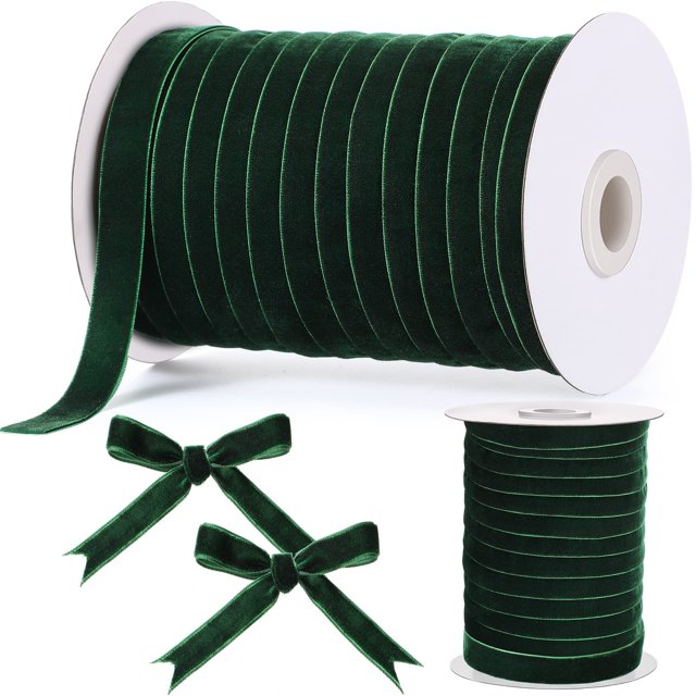 Cinta decorativa Chuangdi, 1,6 cm x 55 m, color verde aterciopelado