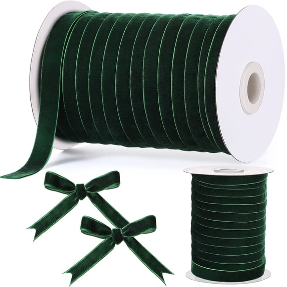 Cinta decorativa Chuangdi, 1,6 cm x 55 m, color verde aterciopelado