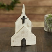 VHC Brands Wooden Block Church 10x6x1, Religious Decor, Dining Room Entry Living Room Figurine , Distressed Appearance, Risen Collection, 10x6, Light Tan