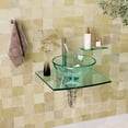 thumbnail image 2 of Halo Glass Wall Mount Vessel Bathroom Sink Round Modern 23 1/2" w/Counter, Faucet, Drain and Tempered Glass Vessel Sink Renovators Supply, 2 of 8