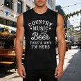 thumbnail image 2 of Venzia Men's Country Music And Beer That's Why I'm Here Sleeveless Tank Top Graphic Muscle Shirt, 2 of 5