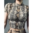 thumbnail image 3 of SCHUHLAND Women's Sexy Snake Print Crop Top - Slim Fit High Collar Tank Top, Harajuku Sleeveless Vest, Girls Casual Summer Primer Camis Top, 3 of 15