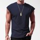 thumbnail image 4 of Men's Vest Casual Sleeveless Beach Retro Summer Solid Color Round Neck Sleeveless Vest3XL, 4 of 4
