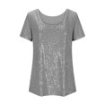 thumbnail image 4 of LIZUOJUNF Womens Summer Casual Slim Fit Sequin Tops Round Neck Short Sleeve Sparkle Shimmer Blouse Tops, 4 of 6