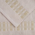 thumbnail image 3 of Geometric Border 4-Piece Cotton Luxury Bath Towel Set for Bathroom, 30" x 52", Ivory by Blue Nile Mills, 3 of 7