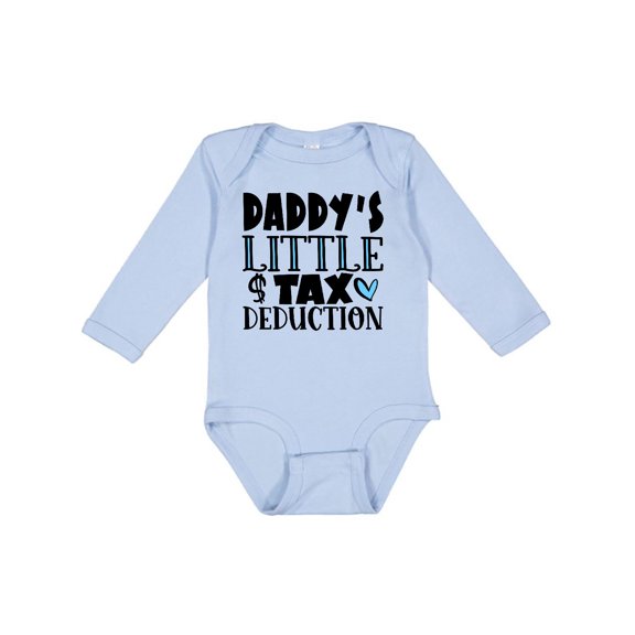 Inktastic Daddy's Little Tax Deduction Blue Hearts Boys or Girls Long Sleeve Baby Bodysuit