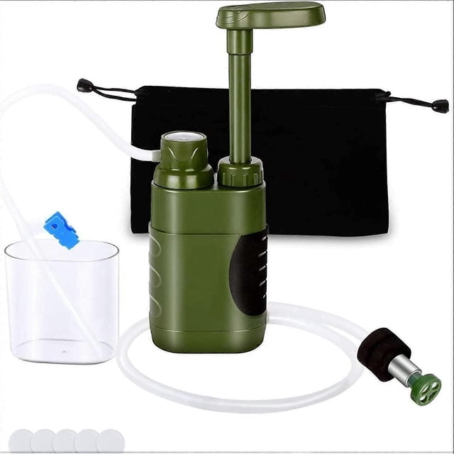 Camping Water Filter, Portable Camping Water Purifier, Multi-Layer Water Filter with Pump