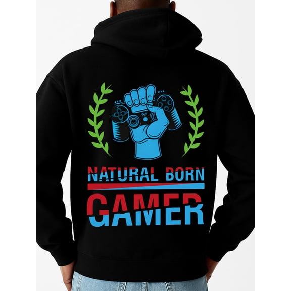 Natural Born Gamer graphic hoodies men's hoodies black High-Quality Fabric for Casual & Athletic Wear, Hoodie, Everyday Comfort casual Original Unisex Shirt Printed tshirts