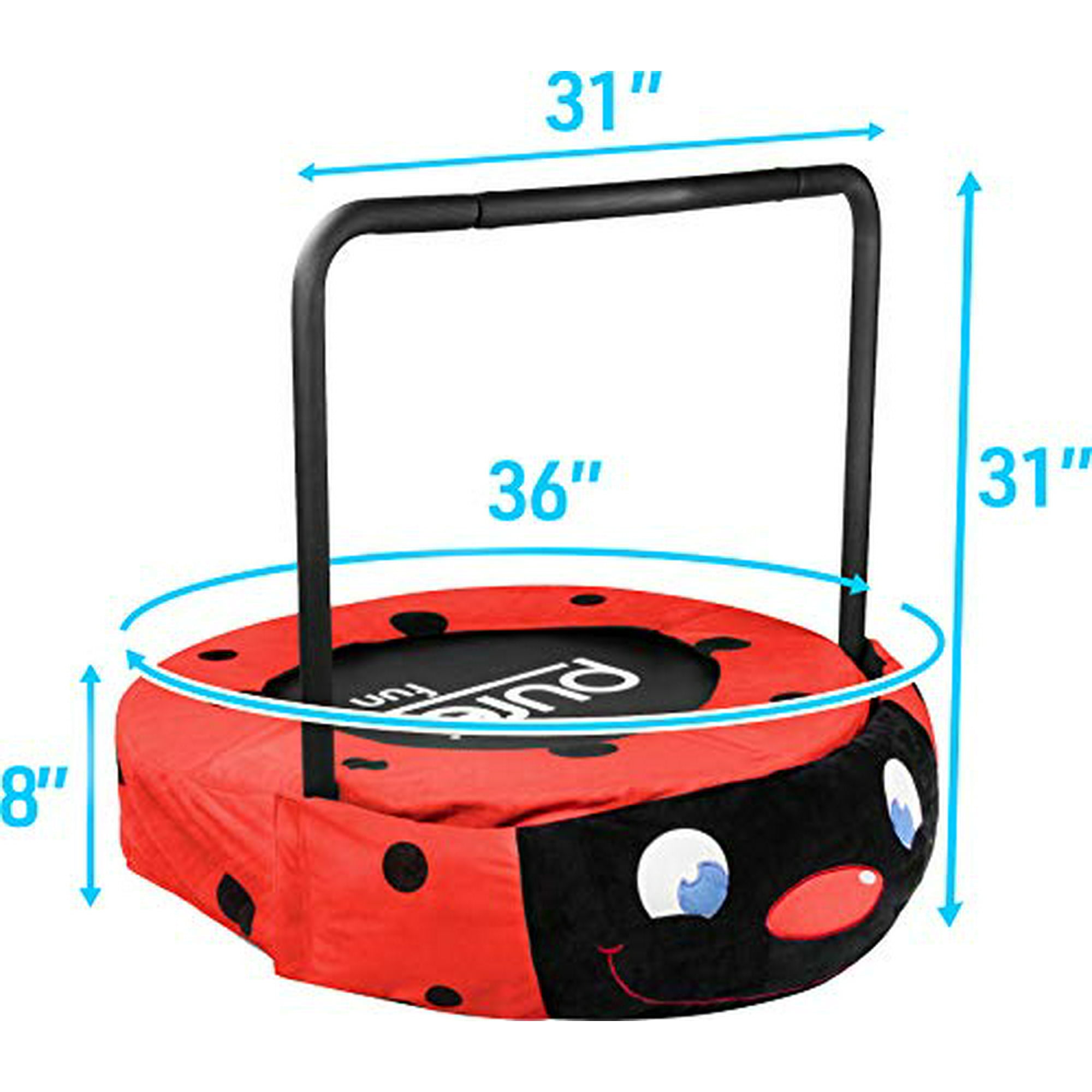Pure Fun 36 inch Ladybug Plush Jumper Kids Trampoline with Handrail 9024LB Walmart