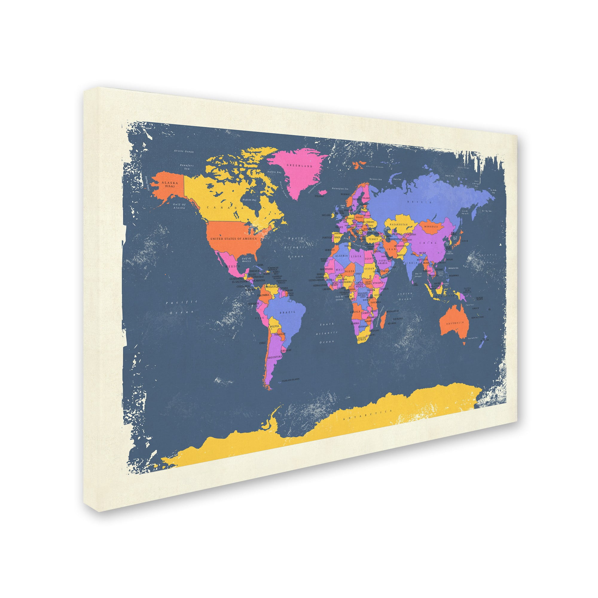 Trademark Fine Art "Retro Political Map of the World 2" Canvas Art by Michael Tompsett