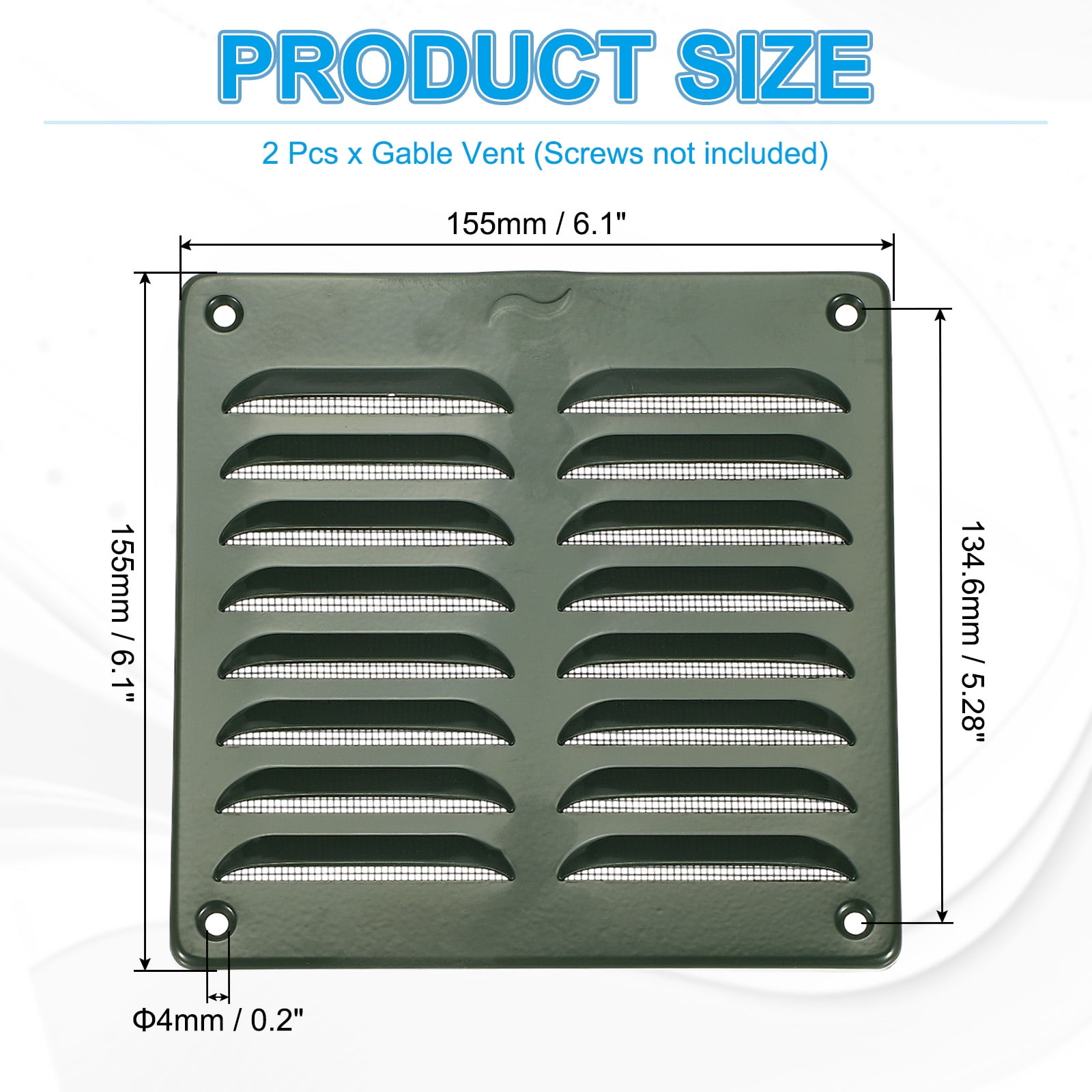 Uxcell Aluminum Vent Cover, Screen Air Grille Ventilation Cover HVAC Louvered Grill for Home Kitchen Fireplace Green