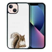 FINCIBO Soft Rubber Protector Cover Case for Apple iPhone 13 6.1" 2021 (NOT FIT Apple iPhone 13 mini 5.4" 2021/iPhone 13 Pro 6.1" 2021/iPhone 13 Pro Max 6.7" 2021), Brown Gray Squirrel