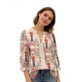 thumbnail image 3 of V-Neck Long Sleeve Nutcracker Print Blouse (Women's), 3 of 6