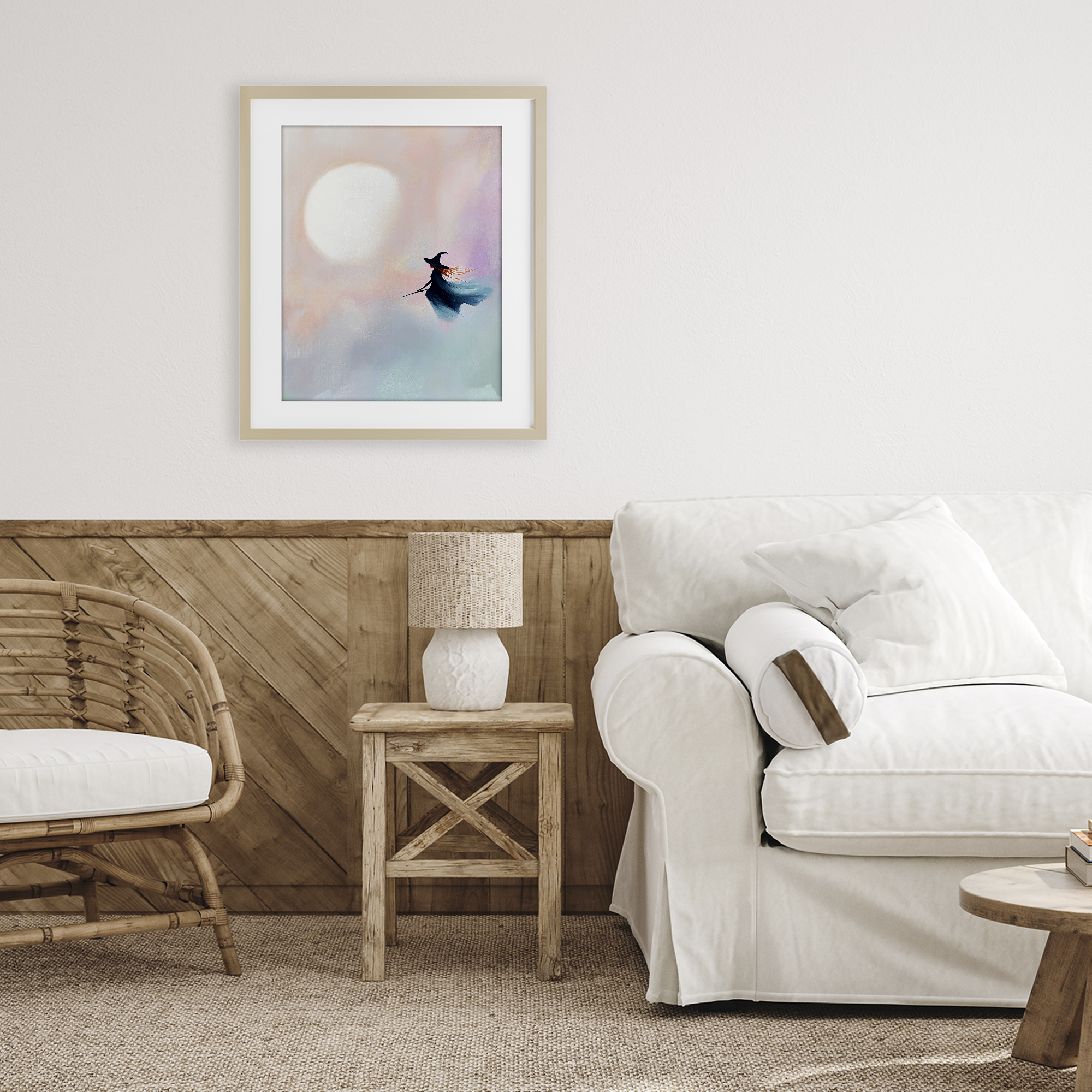 Stupell Industries Witch Flying at Sunset Birch Framed Print Under Glass, design by The Prints Vibe
