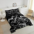 thumbnail image 3 of Rock Roll Music Comforter Sets,Guitar Instrument Bedding Comforters Teens,Retro Abstract Graffiti Down Alter, 3 of 6