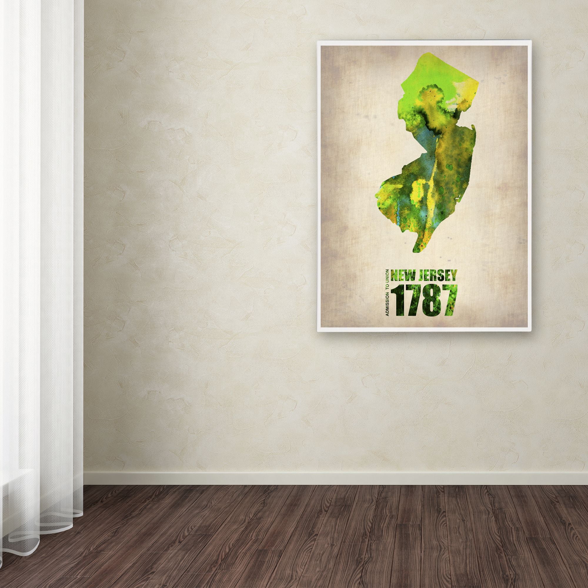 "New Jersey Watercolor Map" Canvas Art by Naxart