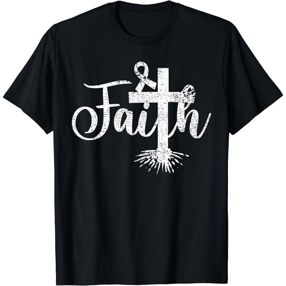 Faith Ribbon Shirt Womens Cross Christian T-shirt Black 3X-Large