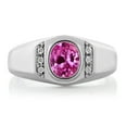 thumbnail image 2 of Gem Stone King Men's 925 Sterling Silver Pink Created Sapphire and White Created Sapphire Ring (1.71 Cttw, Available in Size 7, 8, 9, 10, 11, 12, 13), 2 of 6