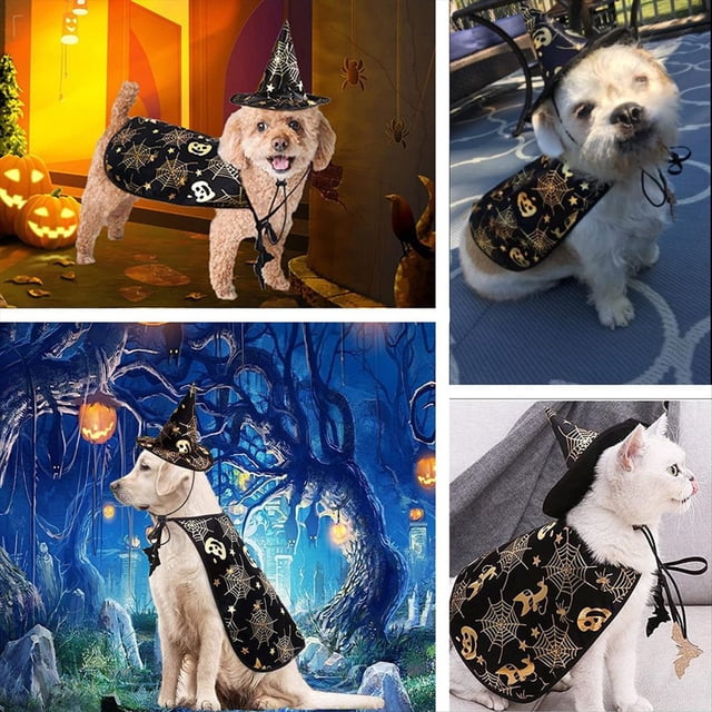 Disfraz de de Halloween, Capa y Sombrero de Vampiro para Mascotas, Traje Genial, Capa de Vampiro para Mascotas, Sombrero, Ropa de Cosplay para Gatos, Ropa de Halloween