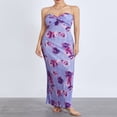 thumbnail image 3 of Women Floral Formal Dress Twist Ruched Strapless Bodycon Evening Gown, 3 of 9