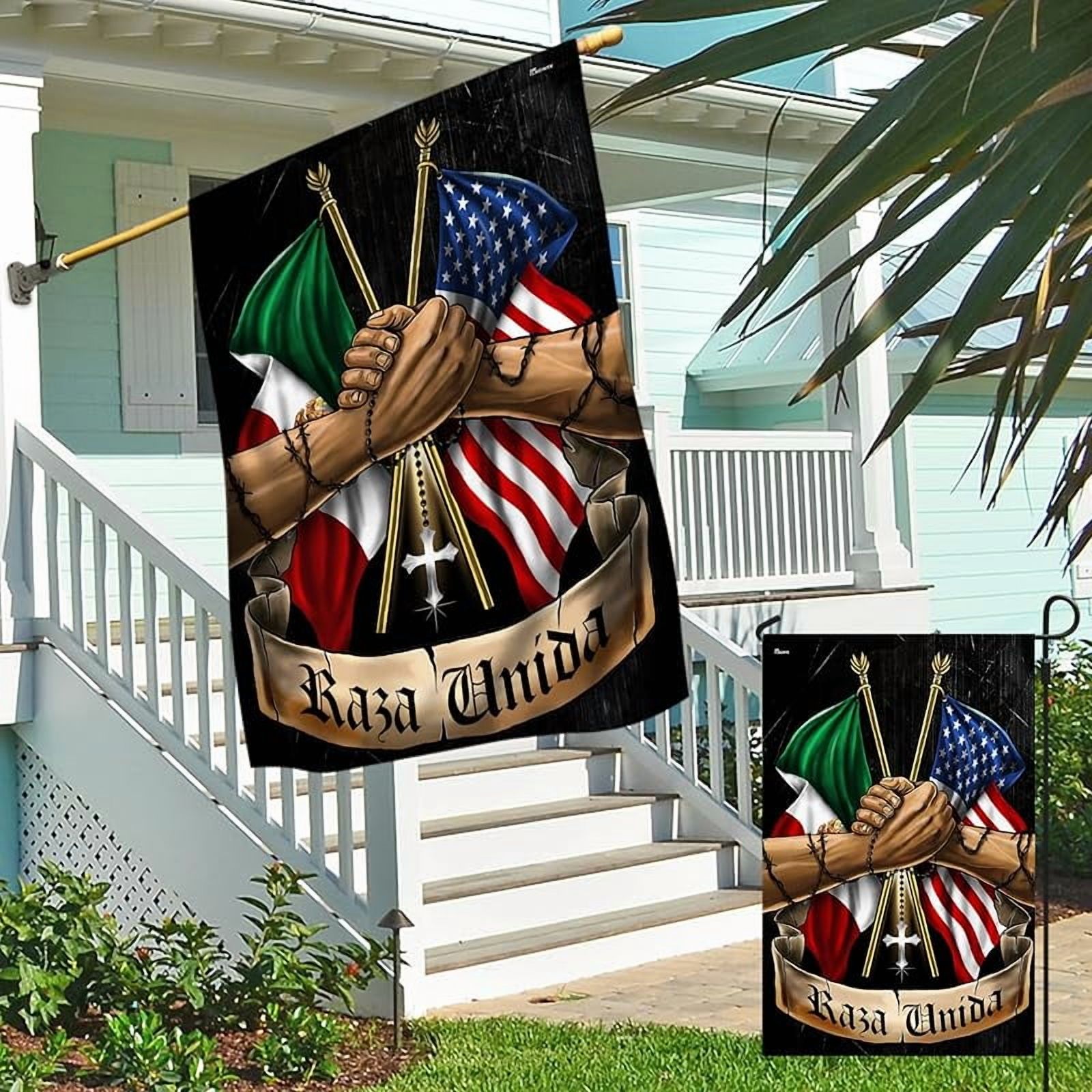 Mexican American Flag - Garden American Flags for Outside 11.5" x 17.5" - US Mexican Flag Garden Decor for Outside, USA Mexico Flag Patriotic Decorations, Outdoor Decor for Patio
