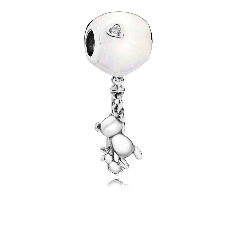 Pandora Balloon, teddy and rabbit silver charm w/silver enamel and cl Charm 797034EN23
