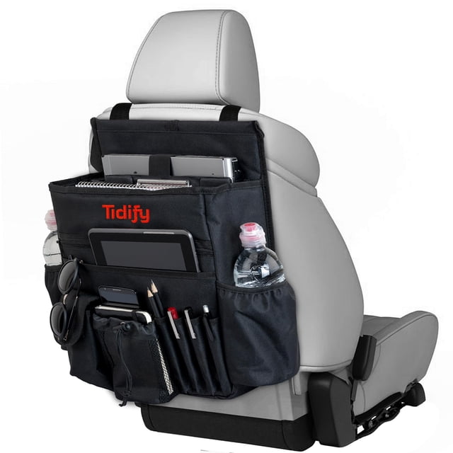 Organizador Tidify para asiento trasero del coche con almacenamiento para tabletas o ordenadores portátiles