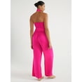 Scoop Women's Wrap Halter Satin Jumpsuit with Wide Leg, 32” Inseam