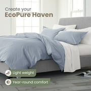 Martex EcoPure 3-Piece Organic Cotton Light Blue Solid Comforter Set, King – Comfort Wash