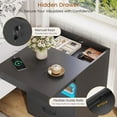 thumbnail image 4 of Set of 2 Nightstand with 2 Storage Drawers and Charging Station, Modern Night Stand Bedside Table with LED Lights and Sliding Desktop, Large End Side Table for Bedroom Living Room, Black, 4 of 11