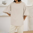 thumbnail image 1 of FcBaudy Hauts pour Femmes, Chemises pour Femmes, Manches Courtes Col Rond Blouses & Chemises d'Été Unies Chemises Amples Manches Bouffantes Manches Courtes Col Rond Blouses pour Femmes, 1 of 4