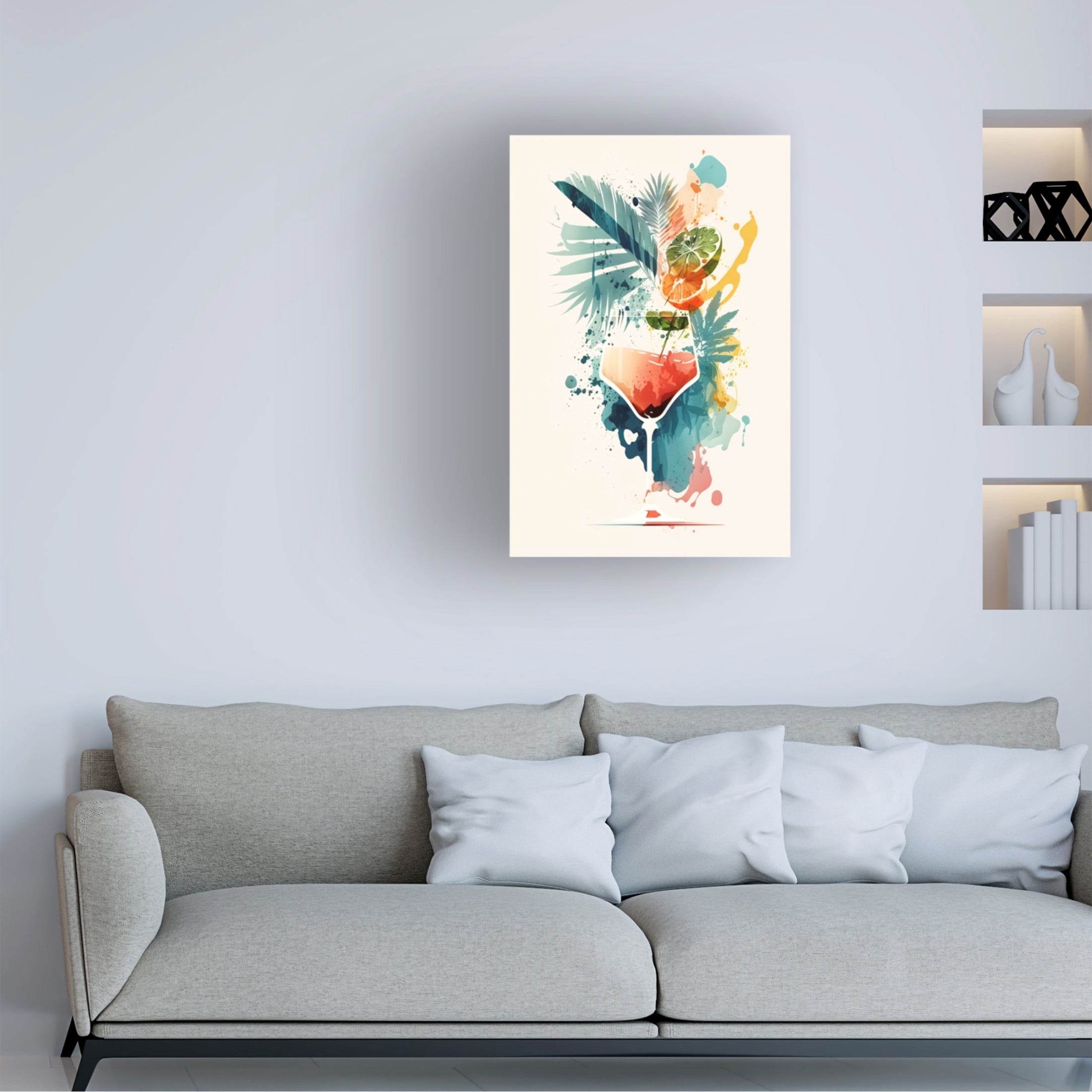 Canvas Wall Art - Ray Heere 'Mid Century Cocktails And Drinks 23' Wall Art for Living Room, Bedroom, or Office Décor by Trademark Fine Art - 16 x 24 Inches