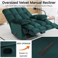 thumbnail image 3 of Oversized Recliner Chair 350 lb Weight Capacity, Home Oversized Velvet Manual Chair Recliner Overstuffed Arms and Back for Home Theater Living Room Green, 3 of 7