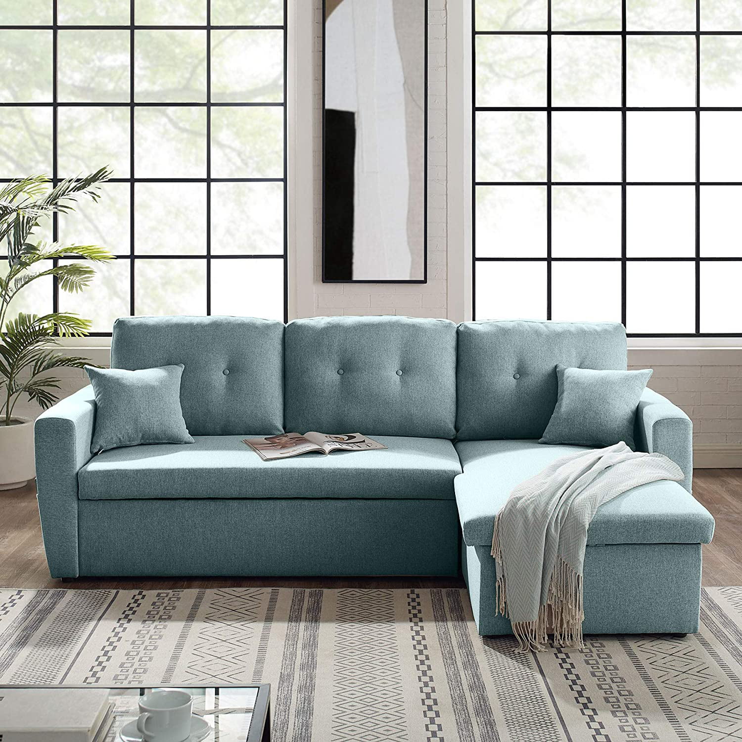 3 Seater Sofa Bed With Storage Tribesigns 866” Convertible Sectional