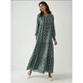 thumbnail image 4 of Printed Crew Neck Viscose Maxi Dress, 4 of 7
