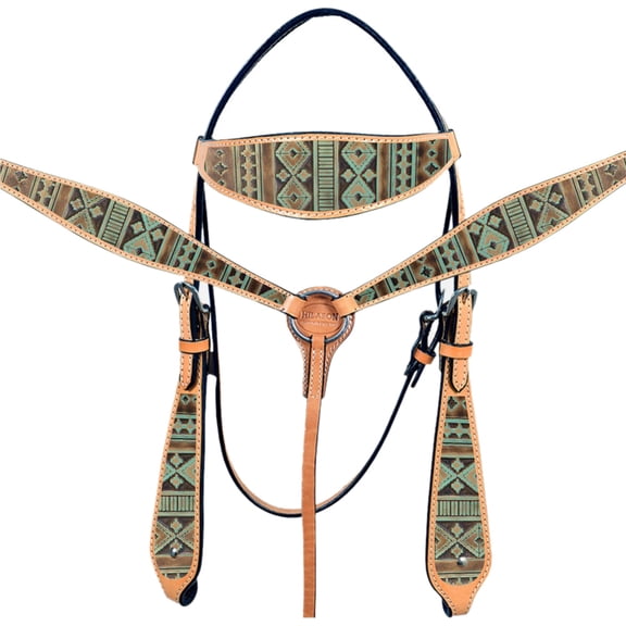Western Horse Headstall Breast Collar Set Tack American Leather Hilason