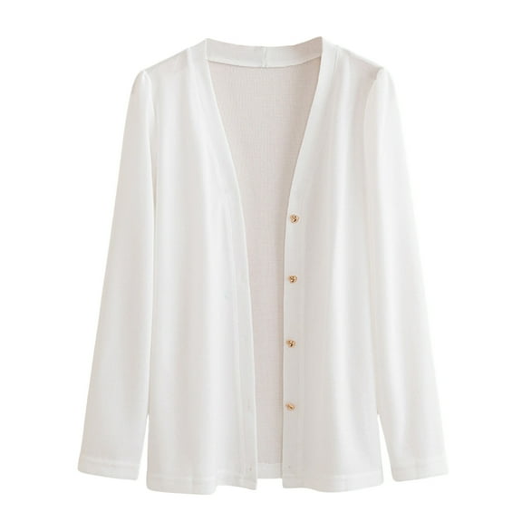 Mgmyaa Women's Lightweight Knit Cardigan Button Front Long Sleeve Open Front Casual Cover-Up for Office and Spring Wear