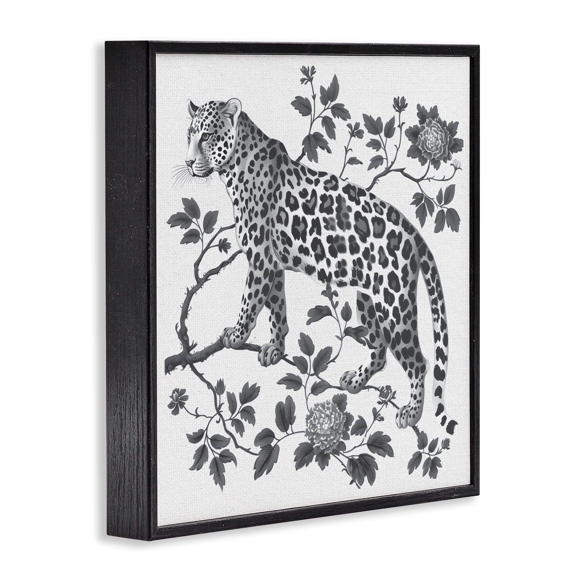 Monochrome Detail Leopard Black Framed Giclee Art, design by Lettered and Lined