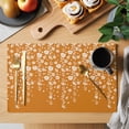 thumbnail image 2 of Placemat Set of 4 Floral Orange Placemats for Dining Table Minimalist Line Flower Washable Table Mats for Kitchen and Party Decor Indoor & Outdoor Use, 2 of 8