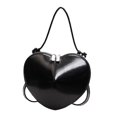 thumbnail image 3 of Bolso de mano con cremallera para mujer, bolso único con forma de corazón para suministros de , citas de viaje Negro, 3 of 8