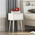 thumbnail image 5 of Nightstands Set of 2, Small Side Table, Bedside Table with Fluted Door, Solid Wood Feet; Modern Mid-Century End Table for Bedroom, Small Space (White), 5 of 13