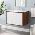 thumbnail image 2 of Modway Transmit 30" Wall-Mount Wood Bathroom Vanity in Walnut/White, 2 of 9
