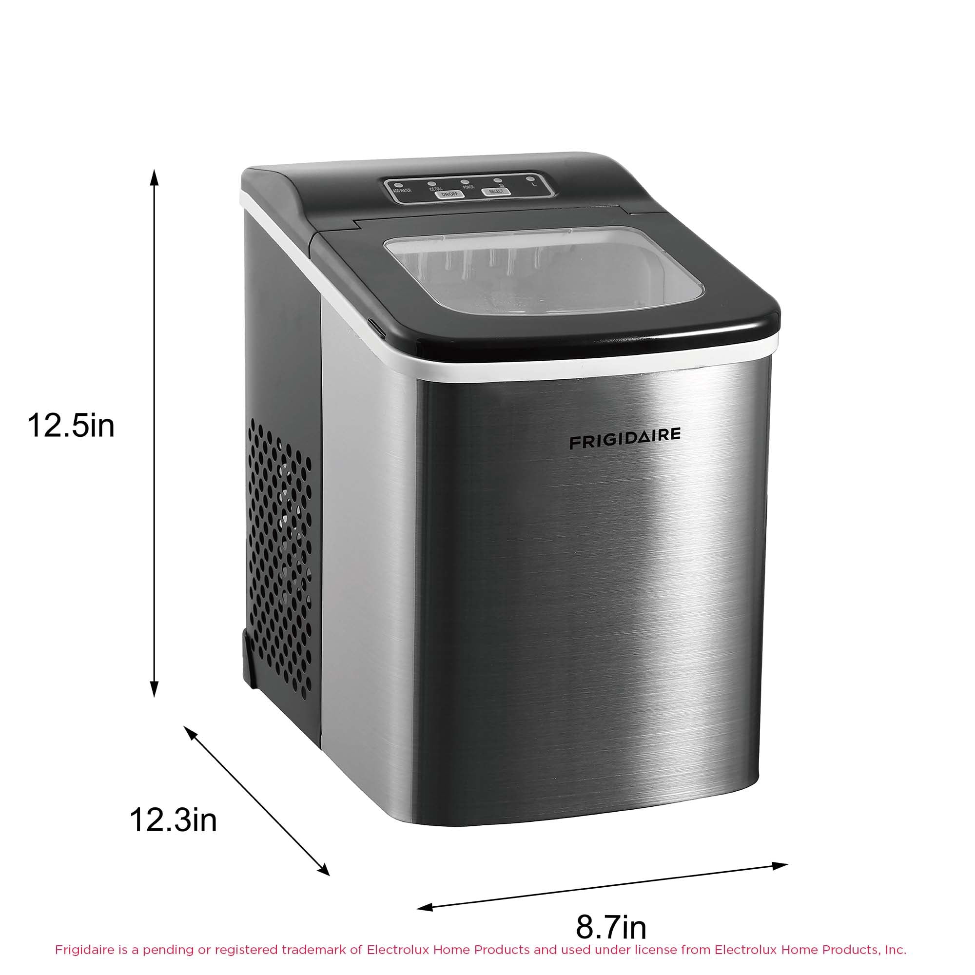 Frigidaire 26 lbs. Bullet Ice Maker, Countertop Portable Ice Machine with Digital Controls, Stainless Steel