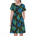 thumbnail image 1 of Gaeub Robe Imprimée pour Femmes, Tunique Décontractée à Manches Courtes, Robe Midi d'Été pour Femmes, Robe à Manches Courtes pour Femmes, 1 of 6