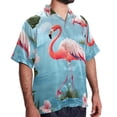 thumbnail image 2 of Flamingo Tropical Rainforest Men's Short Sleeve Beach Shirts, Hawaiian Printed Button Down Summer Casual Unisex Men's Shirts, 2 of 6