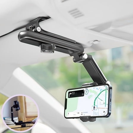 360° Rotating Sun Visor Phone Holder for Car Multifunctional Sun Visor Cell Phone Holder for iPhone for Samsung for Android