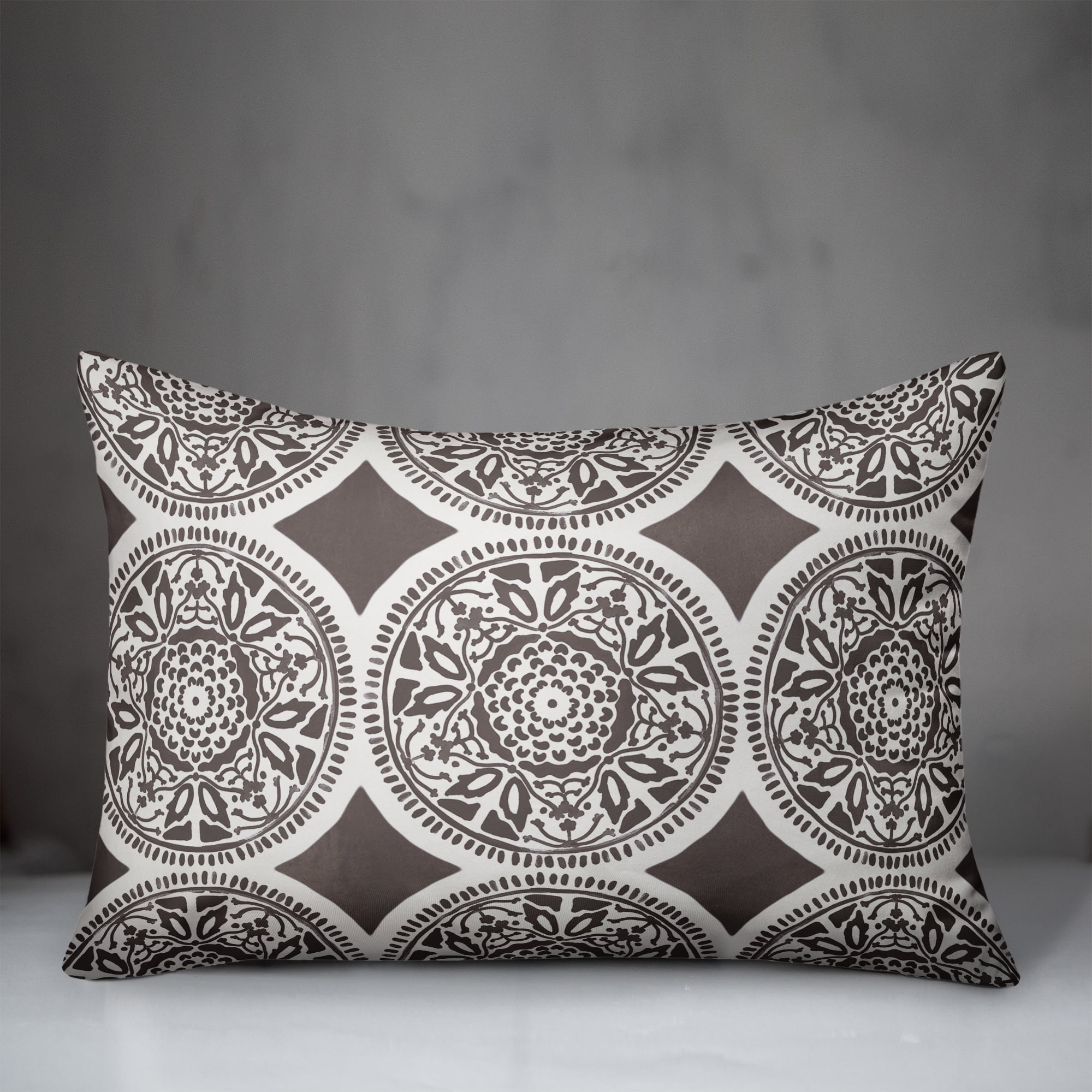 Creative Products Small Grey Full Pattern Medallions 14x20 Indoor / Outdoor Pillow