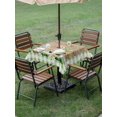 thumbnail image 3 of Outdoor Tablecloth with Umbrella Hole and Zipper, Happy Easter Square Table Cloth 60x60 Inch Waterproof Tablecloth, Gnomes Rabbit Flowers Green Check Wooden Picnic Table Cover for Patio Camping, 3 of 7