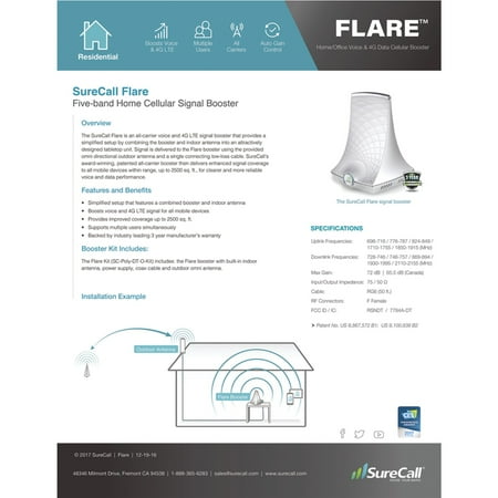 SureCall - Flare 4G Cell Phone Signal Booster - Silver