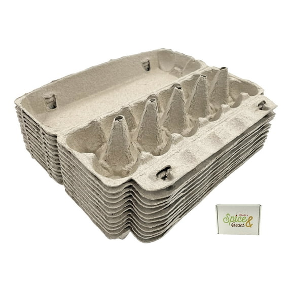 Egg Carton | Natural Pulp by Dasher's Spice & Beans | Holds One Dozen Eggs | Arts & Crafts Paint Holder | Pack of 12